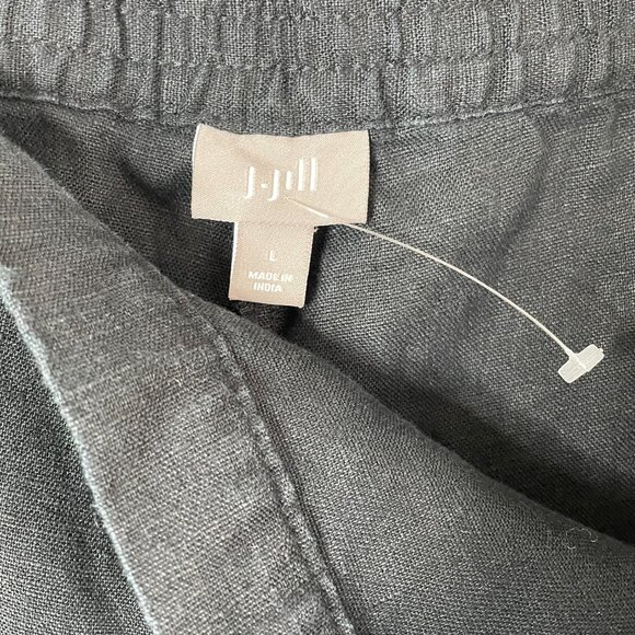 J.Jill Linen Pants Womens L Black Slim Pull On Straight Leg Coastal Casual - Picture 2 of 11